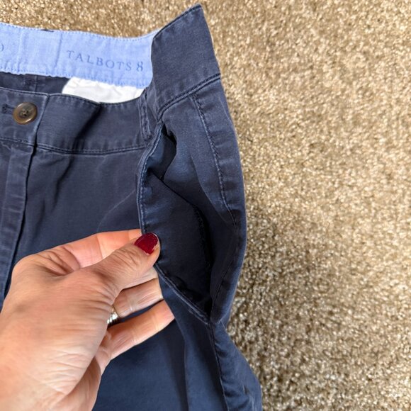 Talbots The Weekend Chino Pants Women 8 Blue Cotton Stretch Tapered Leg Mid Rise - Picture 12 of 14